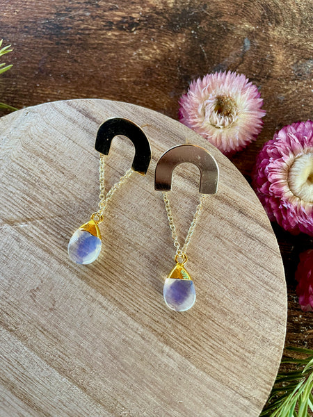 opalite gold dangle earrings