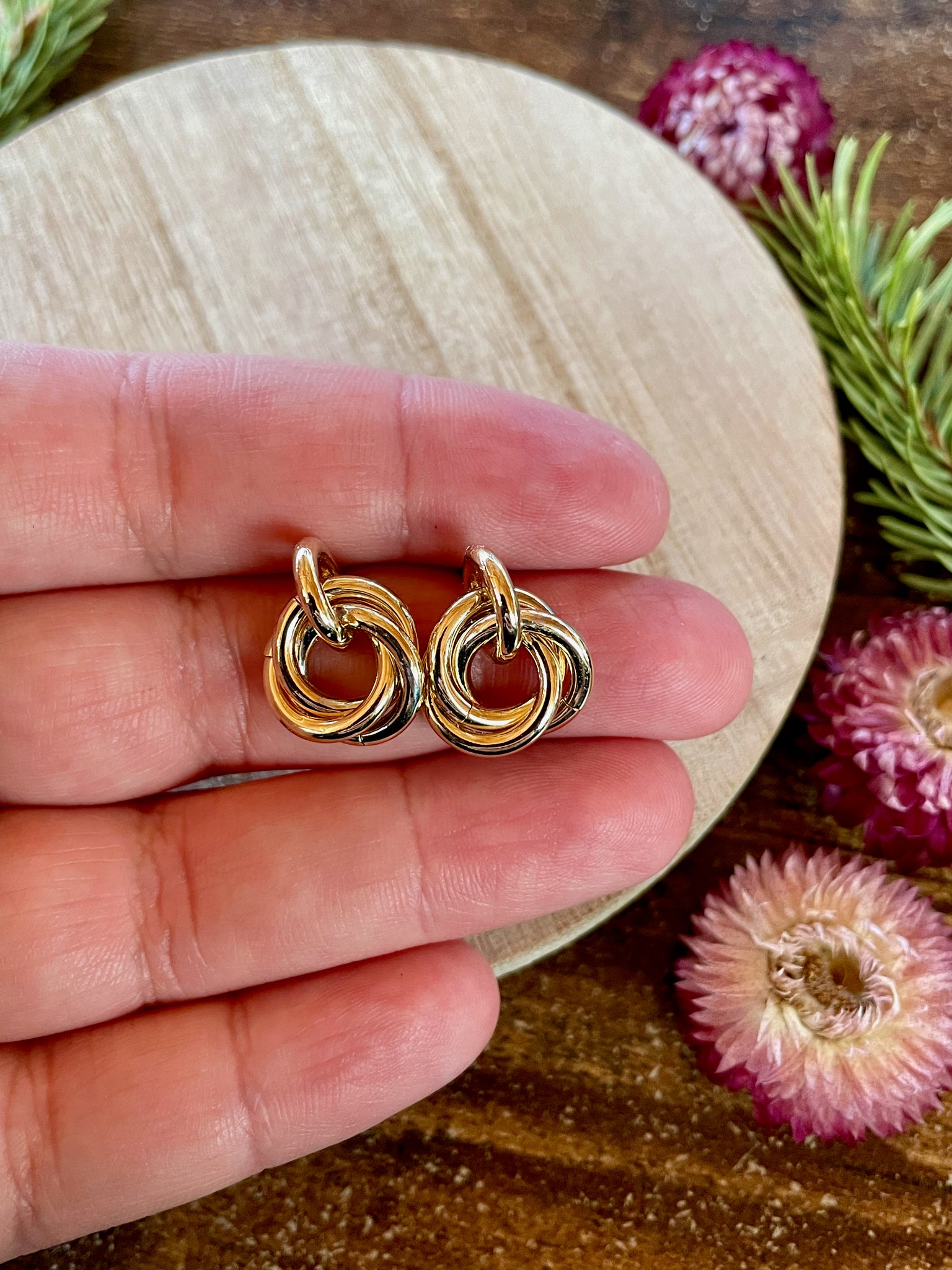 gold hoop dangle earrings