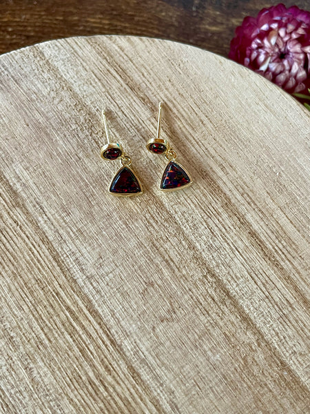 black opal gold dangle earrings