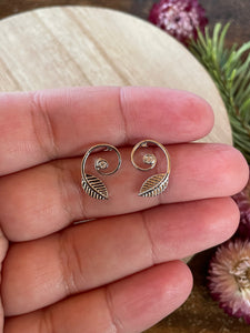 silver floral stud earrings