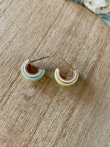 small enamel half hoop earrings