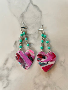 polymer clay heart earrings