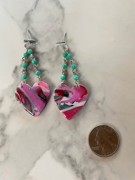 polymer clay heart earrings