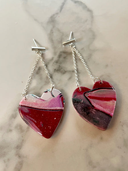 polymer clay heart earrings