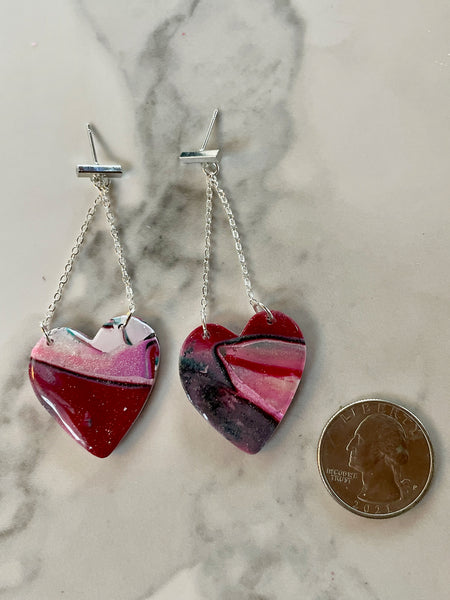 polymer clay heart earrings
