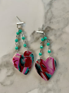 polymer clay heart earrings
