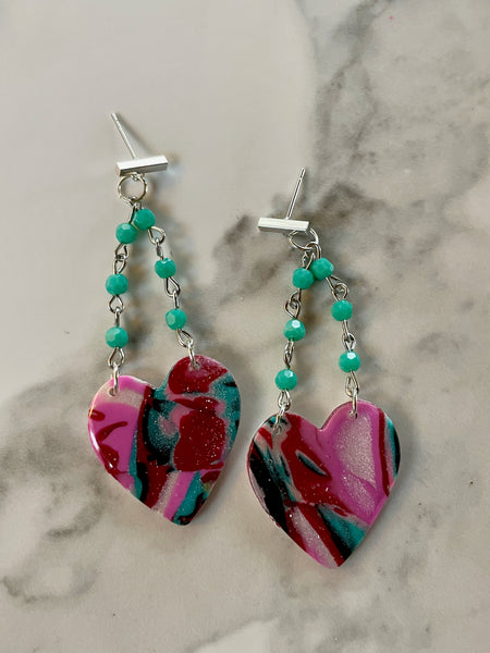 polymer clay heart earrings
