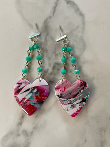 polymer clay heart earrings
