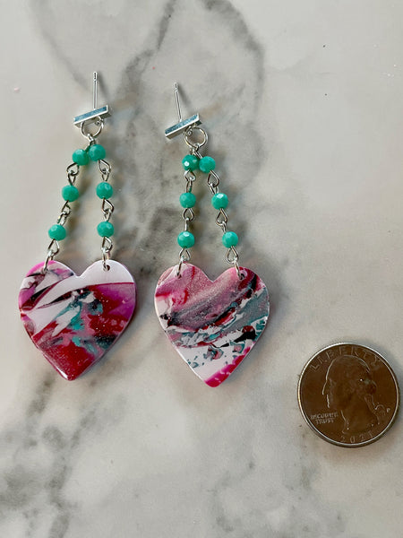 polymer clay heart earrings