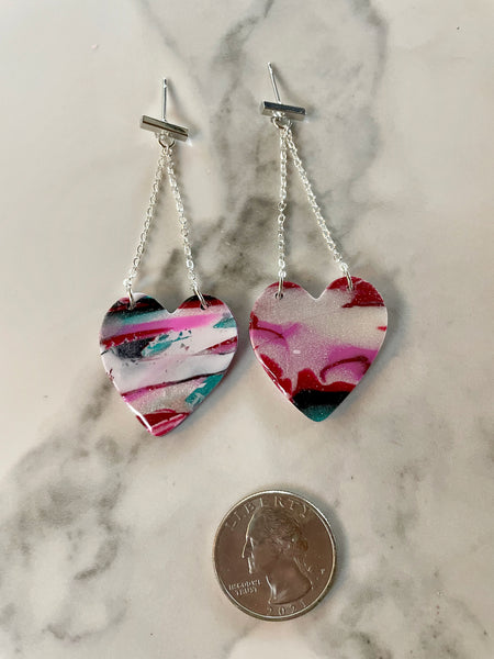polymer clay heart earrings