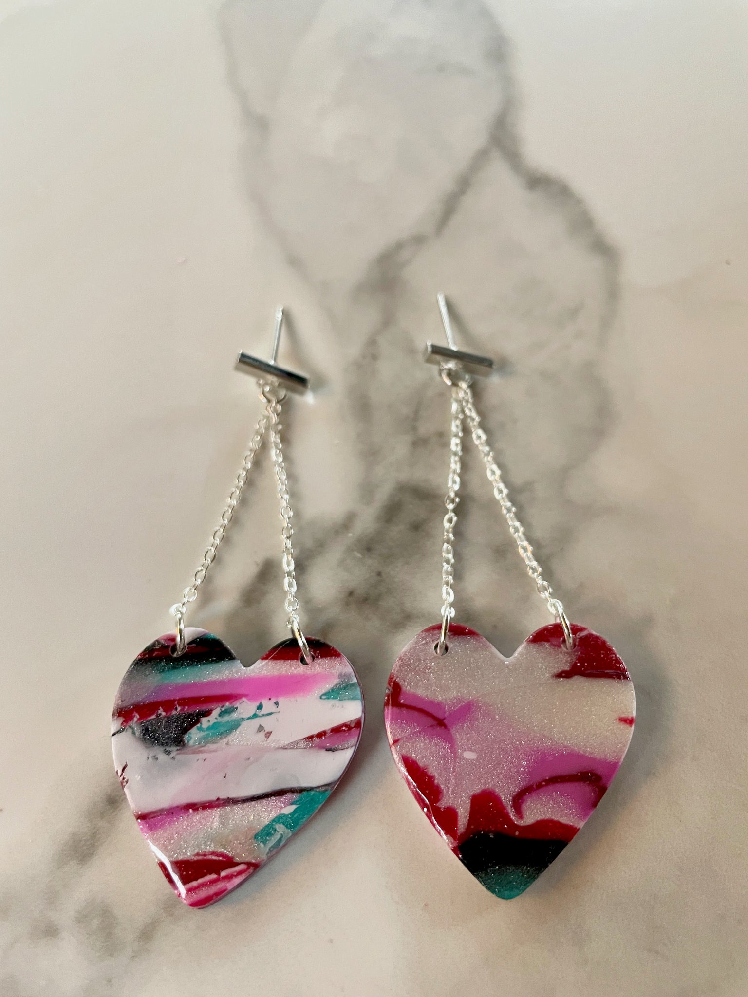 polymer clay heart earrings