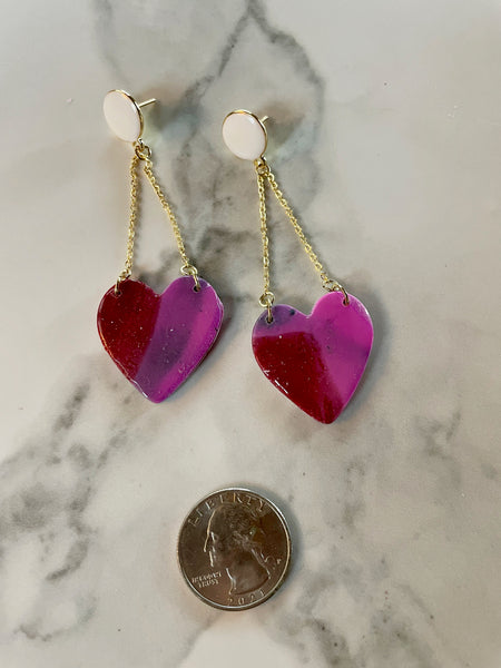 polymer clay heart earrings