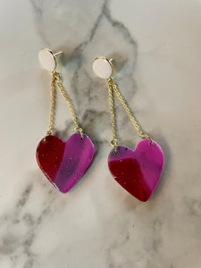 polymer clay heart earrings