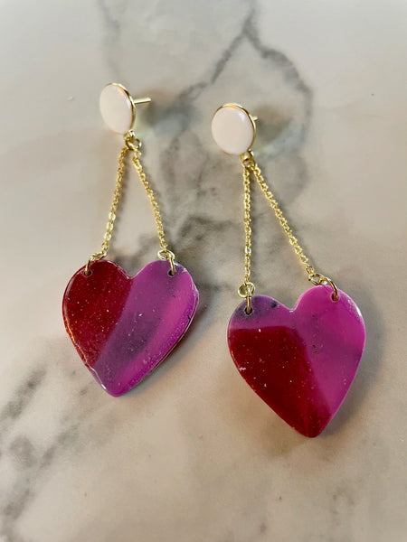 polymer clay heart earrings