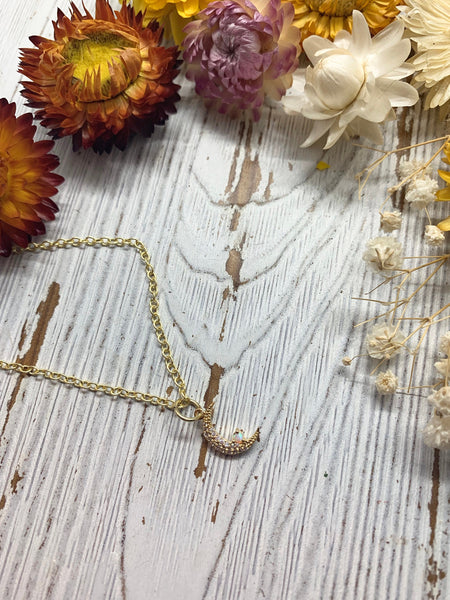 crescent moon necklace, opal necklace, opal moon, moon jewelry, gold necklace, gold jewelry, gold crescent moon, holiday, gift, gift for her