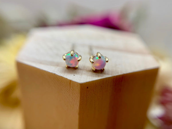 small opal studs, pink opal, white opal, blue opal, teeny earrings, hypoallergenic, mothers day, gift, stud earrings