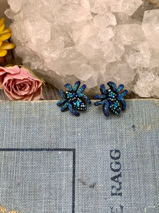 spider earrings // blue spider // christmas spider // spider jewelry  // stud earring // holiday // christmas