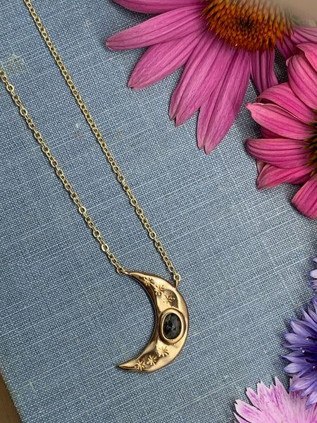 gold crescent moon necklace // labradorite // gift // gift for her // necklace // gold jewelry // jewelry // gold necklace // summer