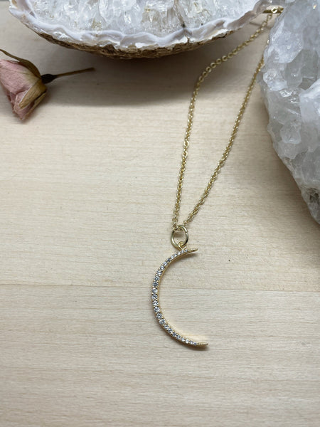 minimalist crescent moon necklace, gold necklace, jewelry, crescent moon, moon and stars, gift, holiday, gift for mom, mothers day celestial