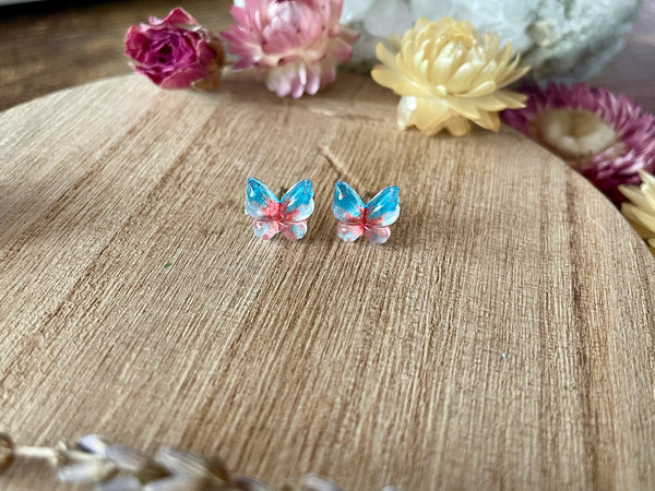 blue butterfly stud earrings, butterfly earrings, butterfly studs, blue earrings, gift, gift for her, mother's day, spring earrings