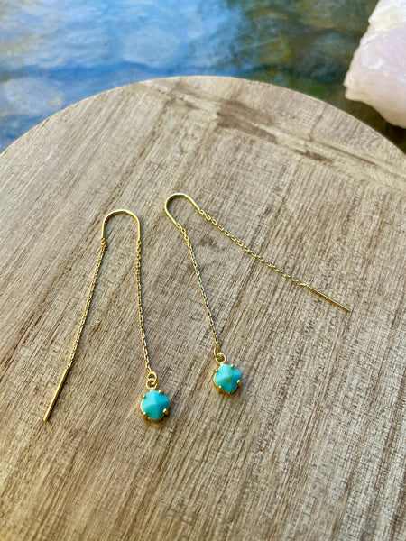 turquoise  threaders, threader earrings, gold threaders, dangle earrings, gift, gift for her, turquoise jewelry, gold earrings, holiday