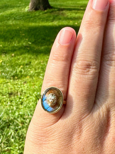 labradorite statement ring, lion ring, lion jewelry, labradorite jewelry, lab ring, gold ring, gift, gift for her, holiday, mom, signet ring