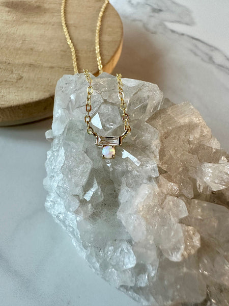delicate gold opal necklace, tiny gold necklace, opal necklace, delicate necklace, gold jewelry, gift, gift for her, bridal, bridesmaid
