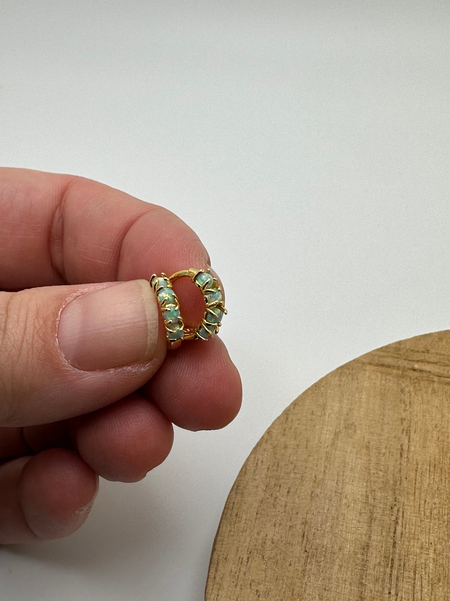 mint green opal huggie earrings, gold earrings, bridesmaid earring, gift for her, hypoallergenic, gift for her, holiday, mint green opal