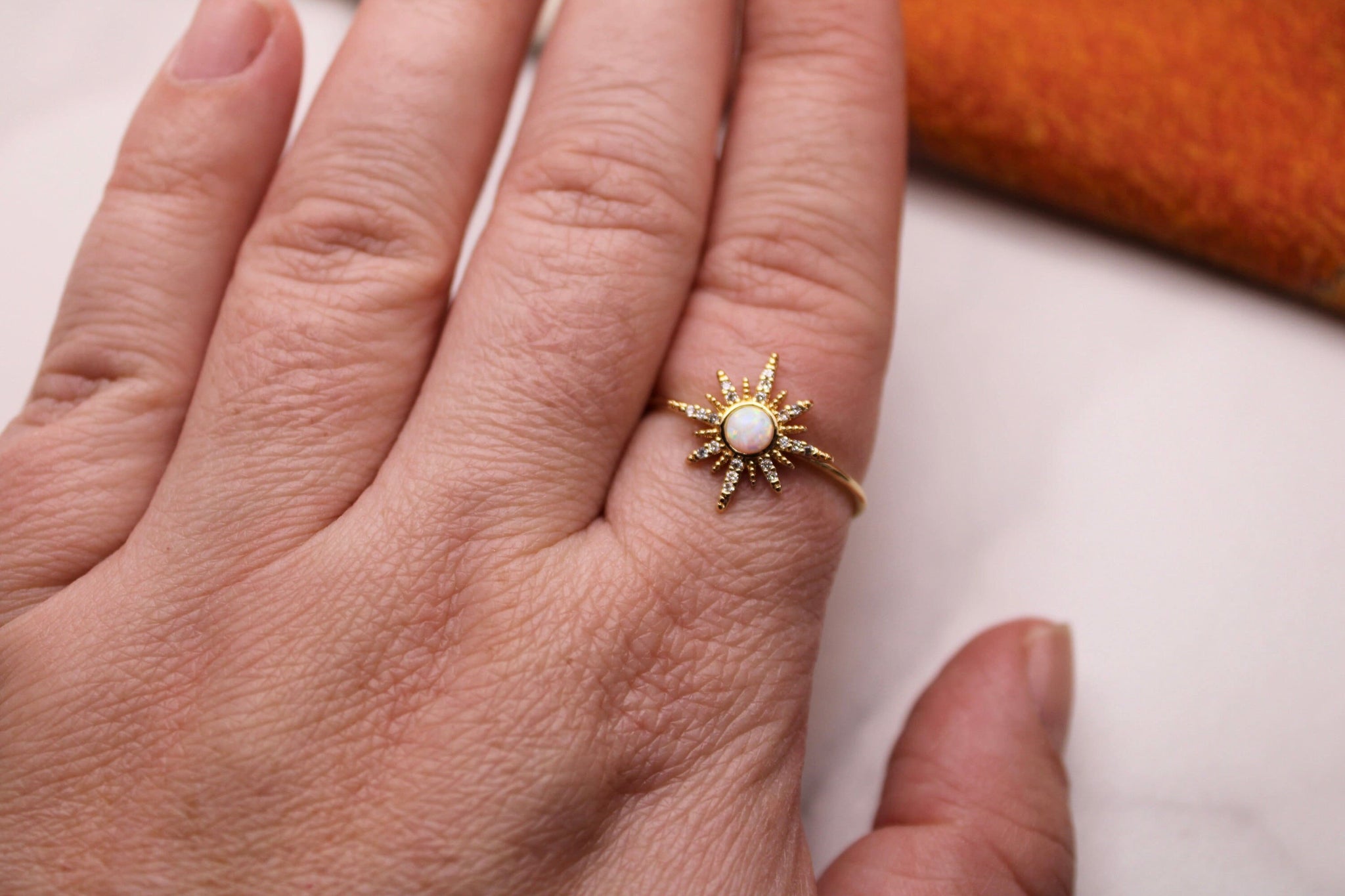 opal star ring, opal birth stone, adjustable ring, gold ring, jewelry, gift, gift for her, summer jewelry, starburst ring, sun, sun jewelry