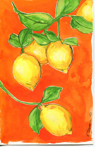 original lemon watercolor painting